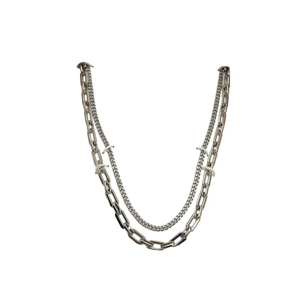 Zara Silver Tone Chain Necklace Monday To Friday Collection Double Chain Design